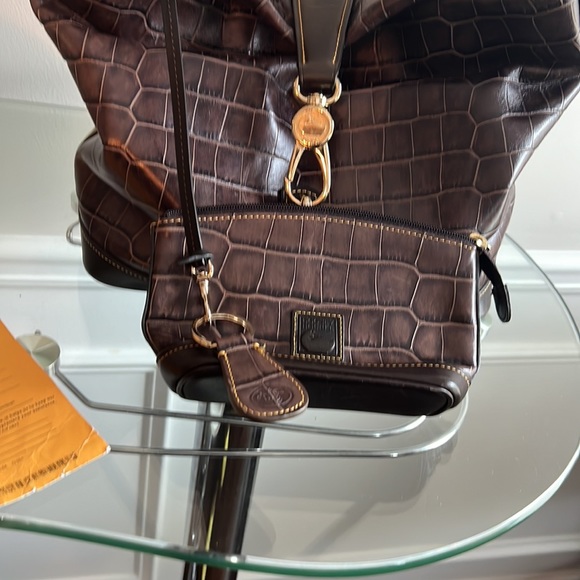 Dooney & Bourke Croco Embossed Leather Lily Shoulder Bag w/Logo Lock) - Picture 8 of 8